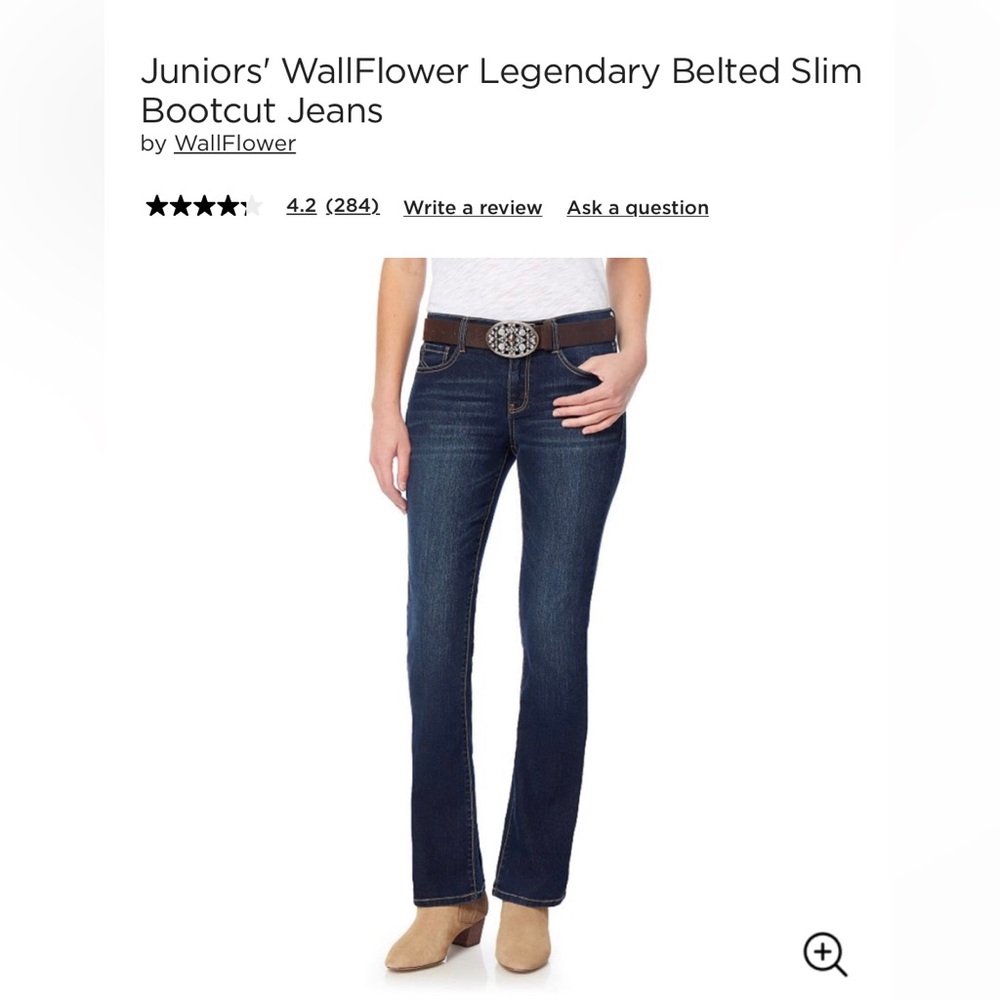 NWT Wallflower Legendary Slim Bootcut Belted Jeans Juniors Size 13